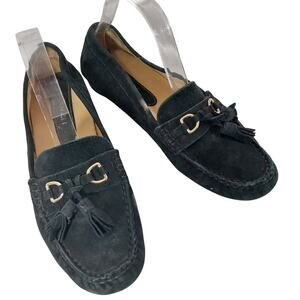 VAN ELI! FAB BLACK GENUINE SUEDE LEATHER MOC STYLE KILTIE TASSLE LOAFERS! SZ 9M